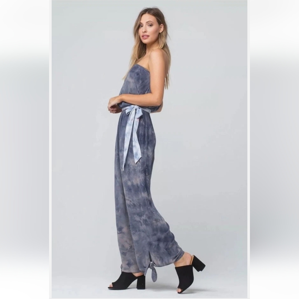 #211. Free People Just Float Tie-Dye Strapless Jumpsuit - Picture 2 of 4